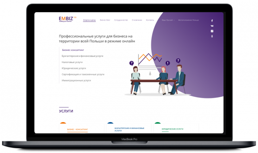 Embiz.co - development and launch of a service for the provision of business services online